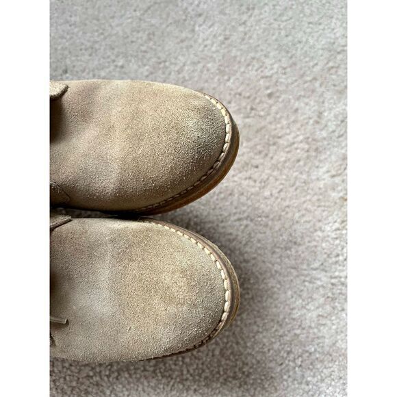 Serafini Etoile Shoes Italian Suede Wedge lace booties color Tan beige size 9 - Picture 2 of 11